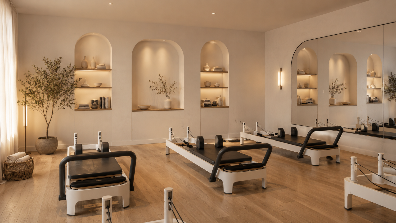 A boutique reformer studio interior